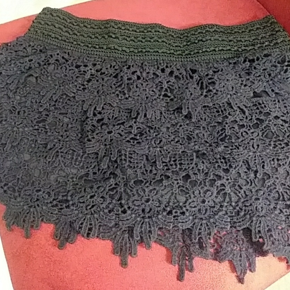 Black crocheted style shorts/skort